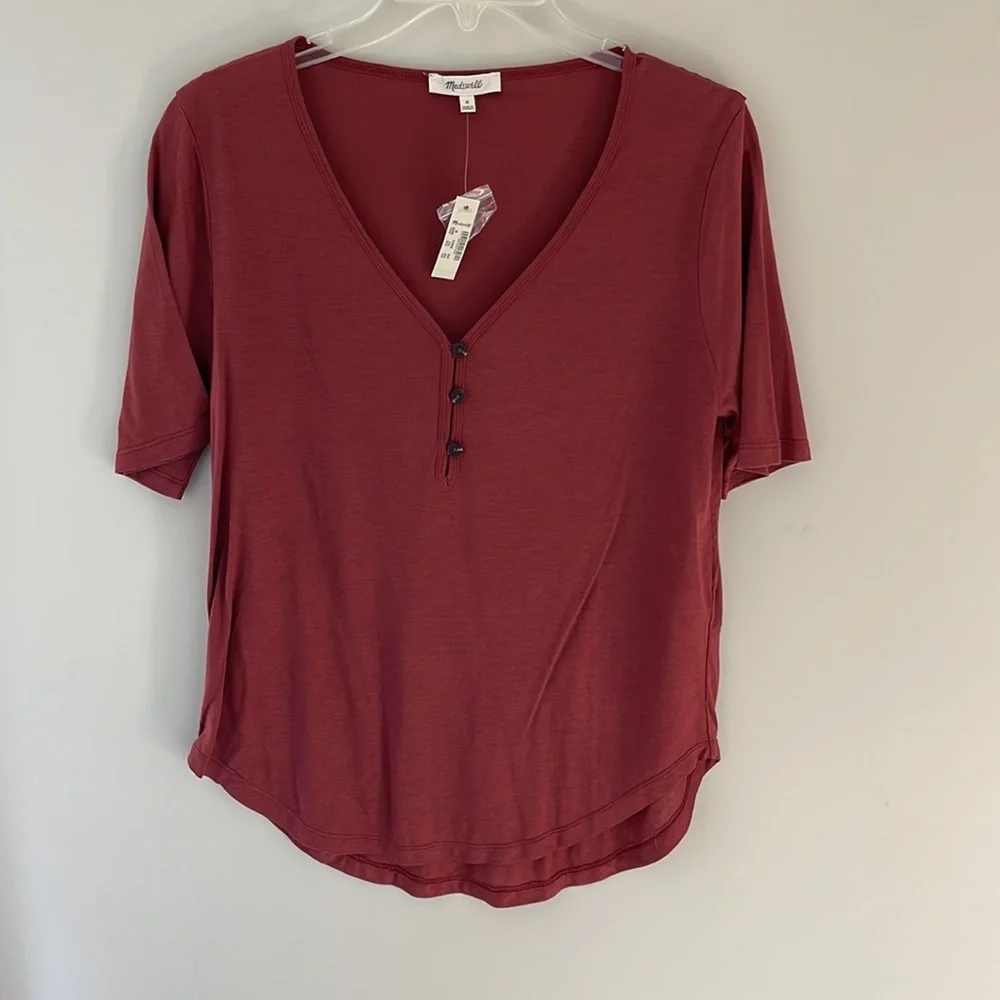 Madewell Drapey Henley Tee size M NWT - Picture 5 of 7